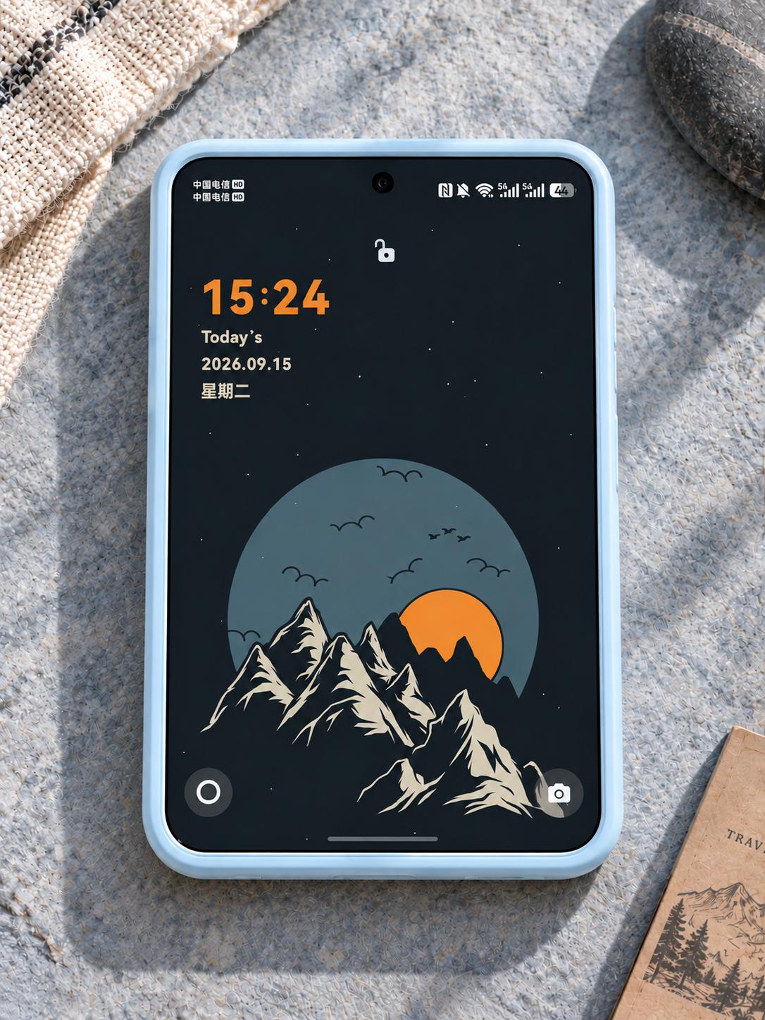 夜华山峰主题的手机实拍